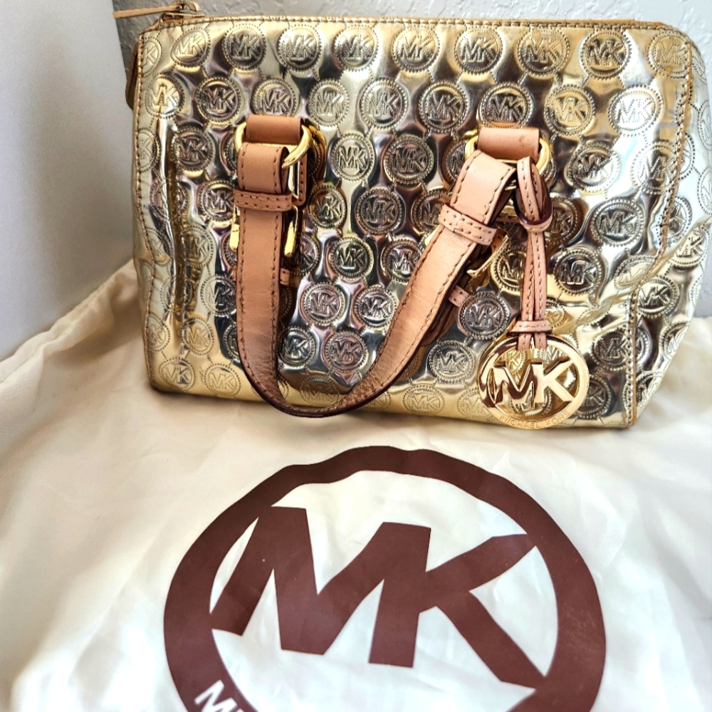 MICHAEL Michael Kors Small Pale Gold Monochrome Grayson Satchel (1st Release)